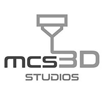 Logo of MCS3D Studios featuring a 3D printing graphic and text.