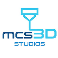 Logo of MCS3D Studios featuring a stylized 3D printer icon and text.